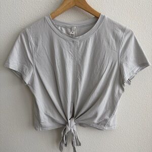 lululemon athletica Light Gray Tie-Front Crop Top
